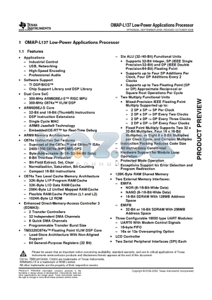 OMAP-L137 datasheet - Low-Power Applications Processor