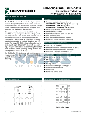 SMDA24C-8TE datasheet - Bidirectional TVS Array for Protection of Eight Lines