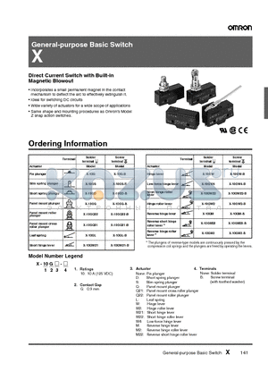 X-10GW22-B datasheet - General-purpose Basic Switch