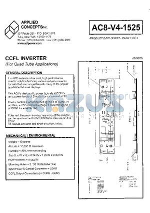 AC8-V4-1525 datasheet - CCFL INVERTER