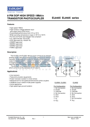 EL0500 datasheet - 8 PIN SOP HIGH SPEED 1Mbit/s