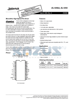 EL1056ACM datasheet - Monolithic High-Speed Pin Driver