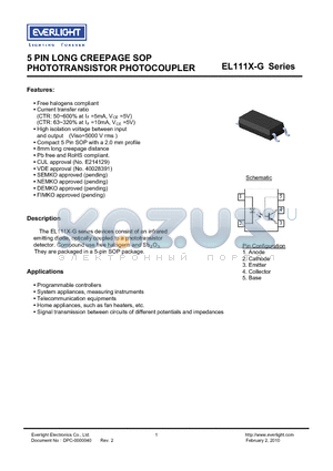 EL1118 datasheet - 5 PIN LONG CREEPAGE SOP