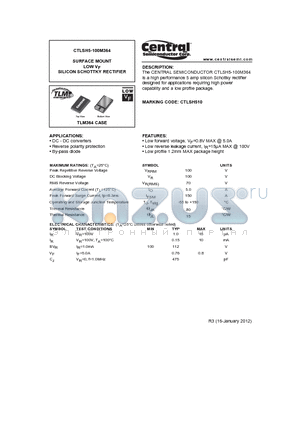 CTLSH5-100M364 datasheet - SURFACE MOUNT LOW VF SILICON SCHOTTKY RECTIFIER