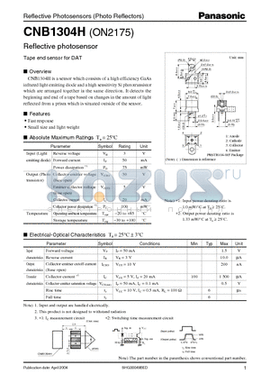 ON2175 datasheet - Reflective photosensor Tape end sensor for DAT