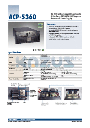 ACP-5360 datasheet - 5U 20-Slot Rackmount Chassis with 6 Hot-Swap SAS/SATA HDD Trays and Redundant Power Supply