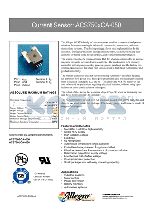 ACS750SCA-050 datasheet - Current Sensor