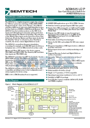 ACS8525T datasheet - Line Card Protection Switch for SONET/SDH Systems