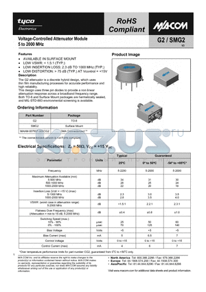 SMG2 datasheet - Voltage-Controlled Attenuator Module 5 to 2000 MHz