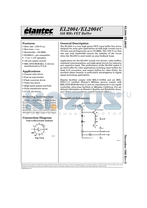 EL2004G datasheet - 350 MHz FET Buffer