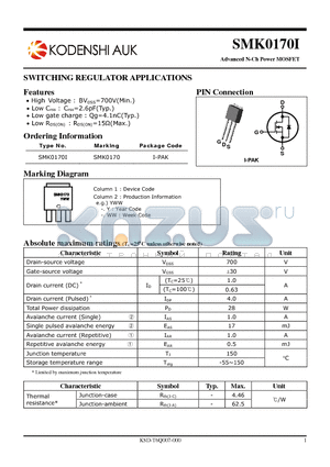 SMK0170I datasheet - SWITCHING REGULATOR APPLICATIONS