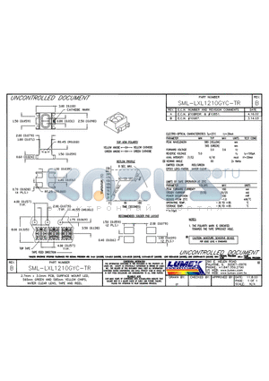 SML-LXL1210GYC-TR datasheet - 2.7mm x 3,0mm PCB, SURFACE MOUNT LED