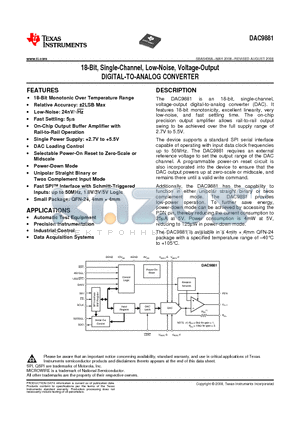 DAC9881SRGET datasheet - 18-Bit, Single-Channel, Low-Noise, Voltage-Output DIGITAL-TO-ANALOG CONVERTER
