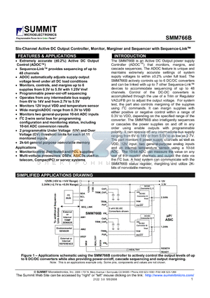 SMM766B datasheet - Six-Channel Active DC Output Controller, Monitor, Marginer and Sequencer with Sequence-Link