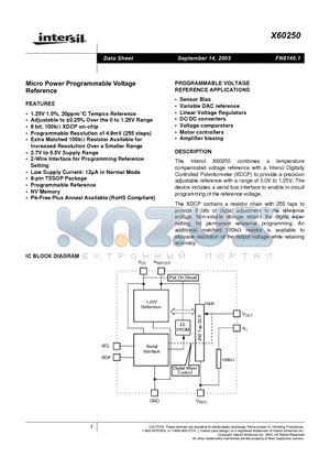 X60250V8I datasheet - Micro Power Programmable Voltage Reference