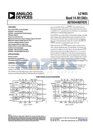 AD7835ASZ-REEL datasheet - LC2MOS Quad 14-Bit DACs