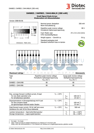 DAP803 datasheet - Small Signal Diode Arrays