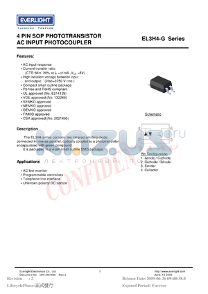 EL3H4-G datasheet - 4 PIN SOP PHOTOTRANSISTOR