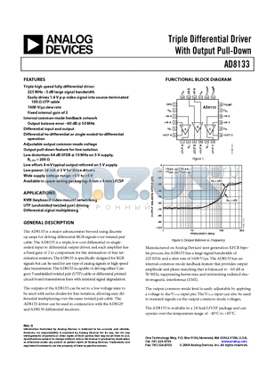 AD8133ACP-REEL7 datasheet - Triple Differential Driver With Output Pull-Down