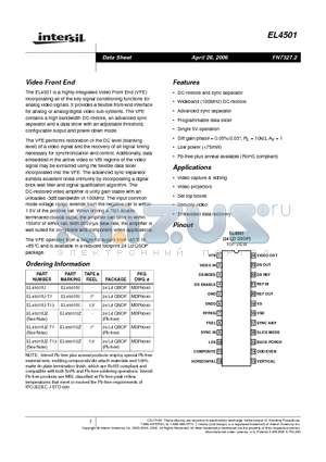 EL4501IU-T13 datasheet - Video Front End