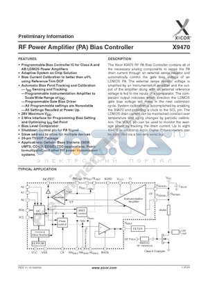 X9470 datasheet - RF Power Amplifier (PA) Bias Controller