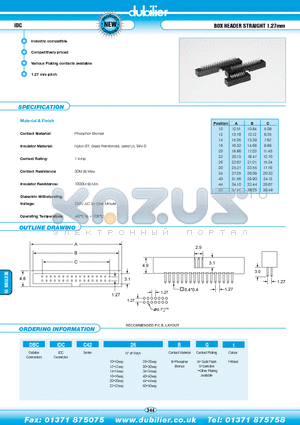 DBCIDCC4234BS1 datasheet - IDC BOX HEADER STRAIGHT 1.27mm