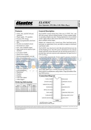 EL4583CN datasheet - Sync Separator, 50% Slice, S-H, Filter, HOUT