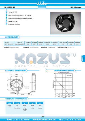 DBF17250G24M datasheet - DC COOLING FAN 172x150x50mm