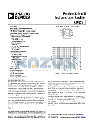 AD8225AR-REEL7 datasheet - Precision Gain of 5 Instrumentation Amplifier