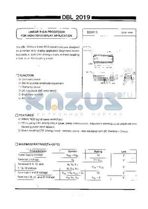 DBL2019 datasheet - LINEAR R.G.B PROCESSOR FOR MONITOR/DISLAY APPLICATION