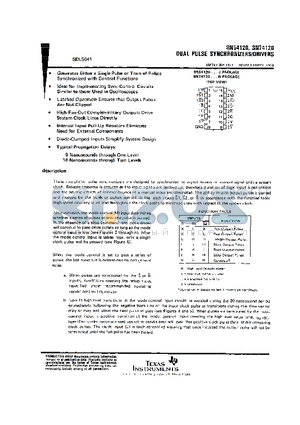 SN54120 datasheet - DUAL PULSE SYNCHRONIZERS/DRIVERS