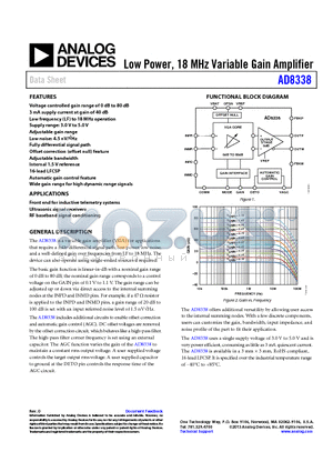 AD8338 datasheet - Low Power, 18 MHz Variable Gain Amplifier