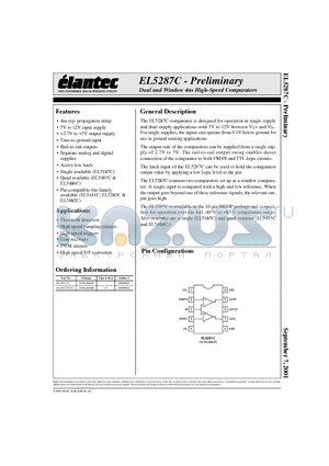 EL5287CY datasheet - Dual and Window 4ns High-Speed Comparators