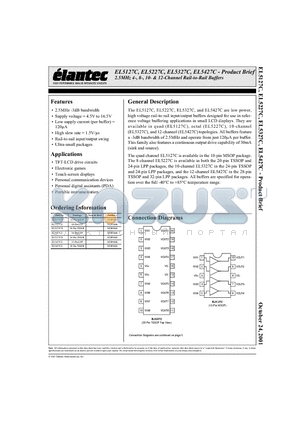 EL5427CL datasheet - Product Brief 2.5MHz 4-, 8-, 10- & 12-Channel Rail-to-Rail Buffers