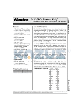 EL6248C datasheet - 3-Channel Laser Diode Driver w/Oscillator & APC Amplifier