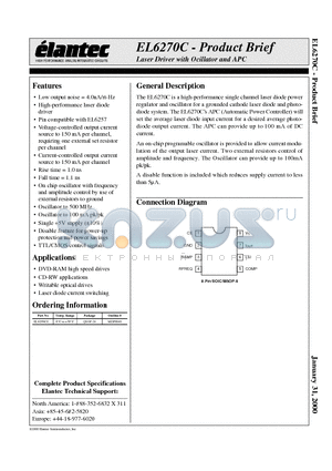 EL6259CU datasheet - Laser Driver with Ocillator and APC