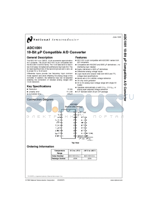 ADC1001 datasheet - 10-Bit P Compatible A/D Converter