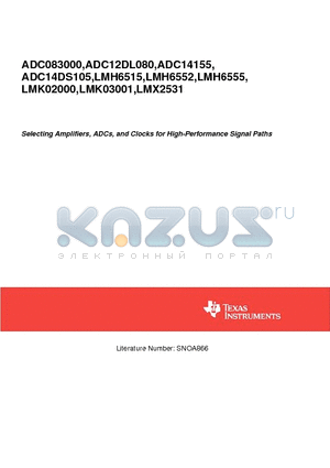 ADC12DL080 datasheet - selecting amplifiers, adcs, and clocks for high-performance signal paths