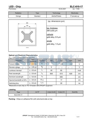 ELC-610-17 datasheet - LED - Chip