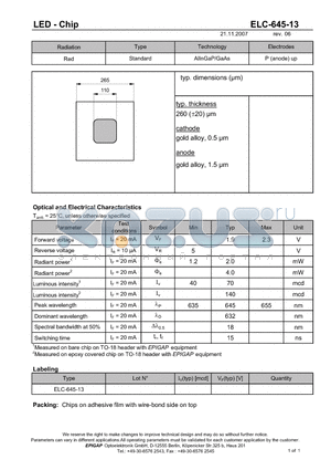 ELC-645-13 datasheet - LED - Chip