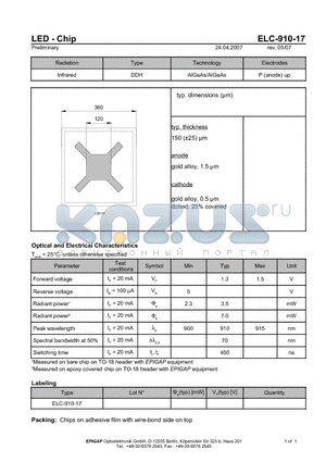 ELC-910-17 datasheet - LED - Chip