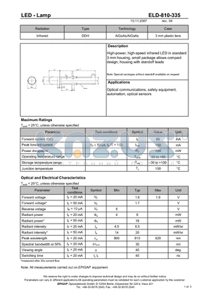 ELD-810-335 datasheet - LED - Lamp