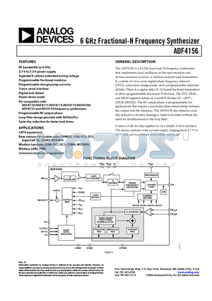 ADF4156BCPZ-RL7 datasheet - 6 GHz Fractional-N Frequency Synthesizer