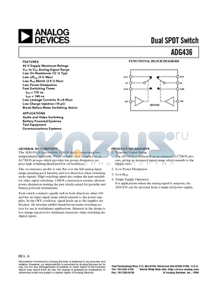 ADG436 datasheet - Dual SPDT Switch