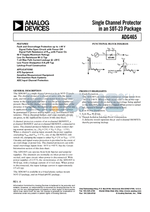 ADG465 datasheet - Single Channel Protector in an SOT-23 Package