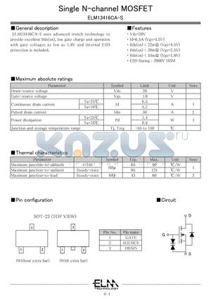 ELM13416CA-S datasheet - Single N-channel MOSFET