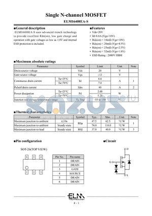 ELM16408EA-S datasheet - Single N-channel MOSFET