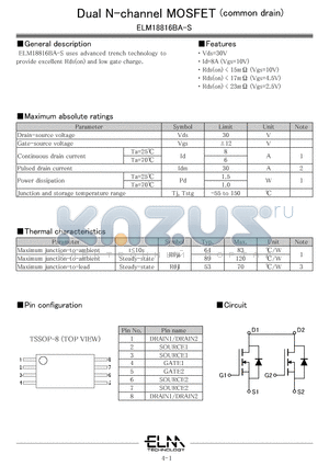 ELM18816BA-S datasheet - Dual N-channel MOSFET
