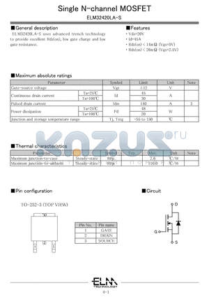 ELM32420LA-S datasheet - Single N-channel MOSFET