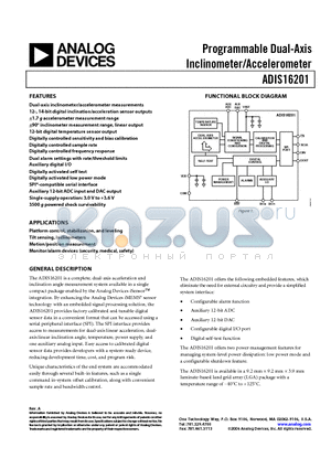 ADIS16201/PCB datasheet - Programmable Dual-Axis